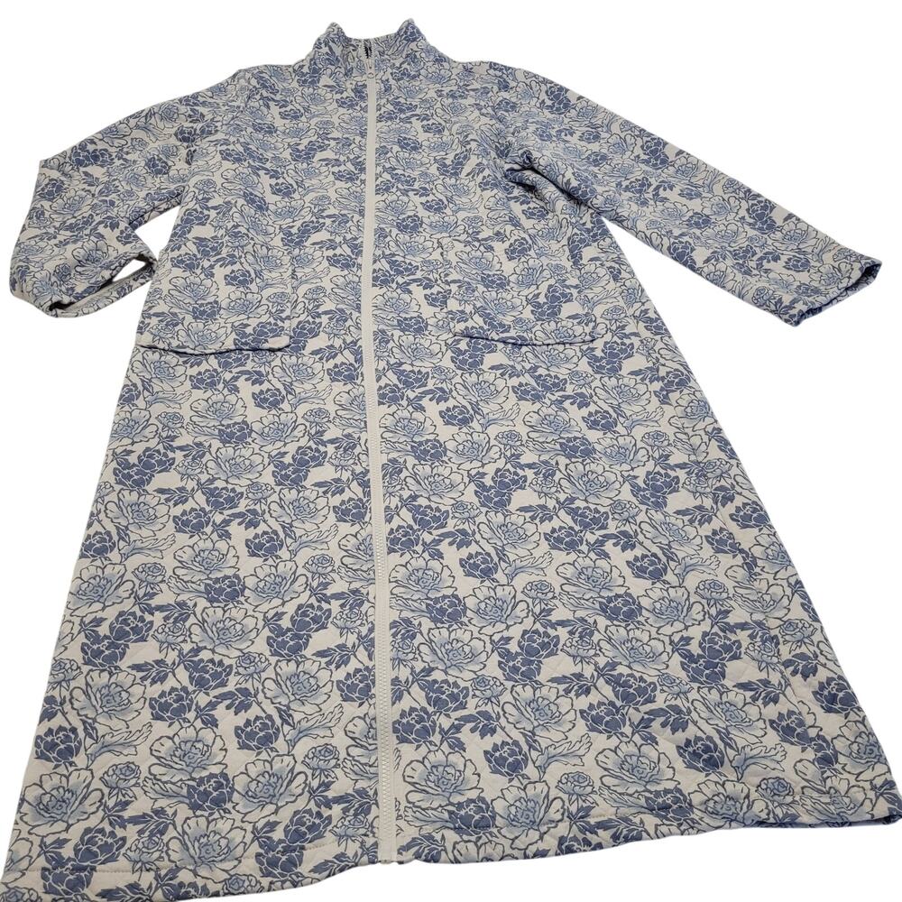 Berkshire home long quilted housecoat floral full zip cozy all day grandma core